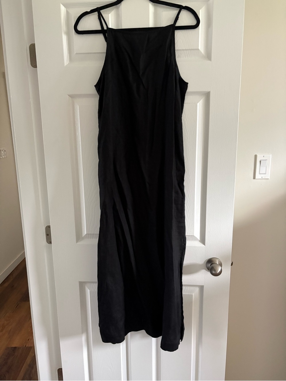 Contemporaine Linen Midi Dress in Black Size Medium Like New